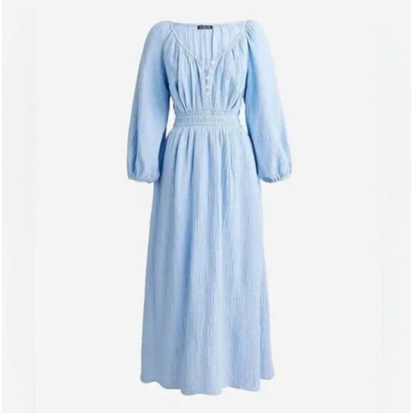 J. CREW V-Neck Midi Dress in Soft Gauze Frozen Lake Blue {GG43} - Picture 2 of 9